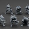 6 Cyberrat Pack models with lasguns pointing forwards.