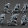 6 Cyberrat Pack models with lasguns pointing rearwards