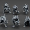6 Cyberrat Pack models with rifles pointing forwards