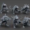 6 Cyberrat Pack models with rifles pointing forwards
