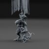 Cybernetic rat warrior miniature holding a tall tattered banner pole.