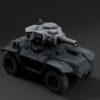 Dark gray armored vehicle model with a bulky Hippo Turret mounted on top and detailed sci‑fi plating and wheels.